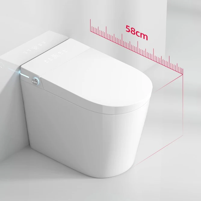 Автоматический смывной унитаз с дистанционным управлением, цельный унитаз для биде, ванная комната, безрезервуарный унитаз, S-Trap, безрезервуарный дизайн 
Автоматический смывной унитаз с дистанционным управлением, цельный унитаз для биде, ванная комната, безрезервуарный унитаз, S-Trap, безрезервуарный дизайн