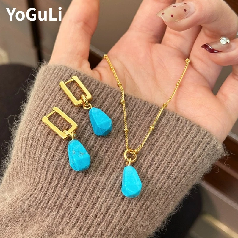 Fashion Jewelry Vintage Temperament Blue Pendant Necklace Water drop Earrings For Women Girl Simply Pretty Accessories
Fashion Jewelry Vintage Temperament Blue Pendant Necklace Water drop Earrings For Women Girl Simply Pretty Accessories