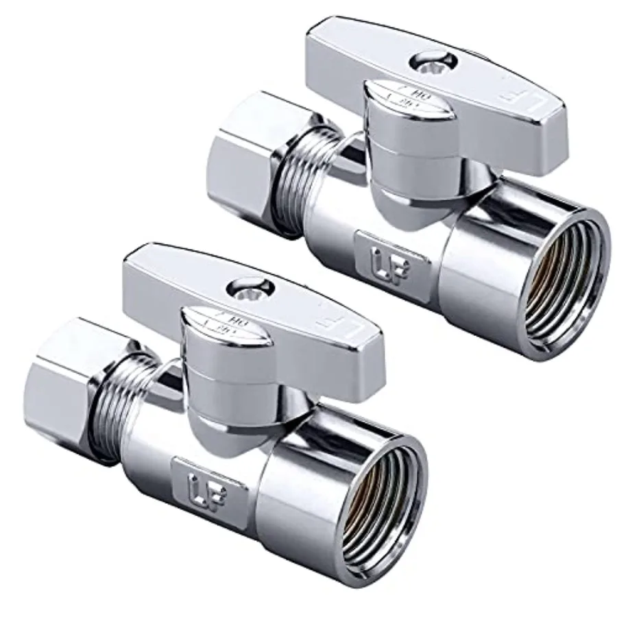 2 Pack Premium Brass Chrome plated 3/8" FIP Female Thread x 3/8 Inch OD Compression Quarter Turn Straight Water Angle Stop Valv
2 Pack Premium Brass Chrome plated 3/8" FIP Female Thread x 3/8 Inch OD Compression Quarter Turn Straight Water Angle Stop Valv