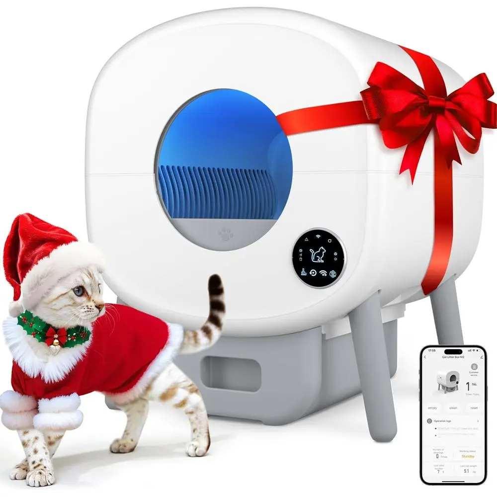 Large Capacity Automatic Self-Cleaning Cat Litter Box with App Control, Safety Protection, and 2 Garbage Bags - White & Grey
Large Capacity Automatic Self-Cleaning Cat Litter Box with App Control, Safety Protection, and 2 Garbage Bags - White & Grey
