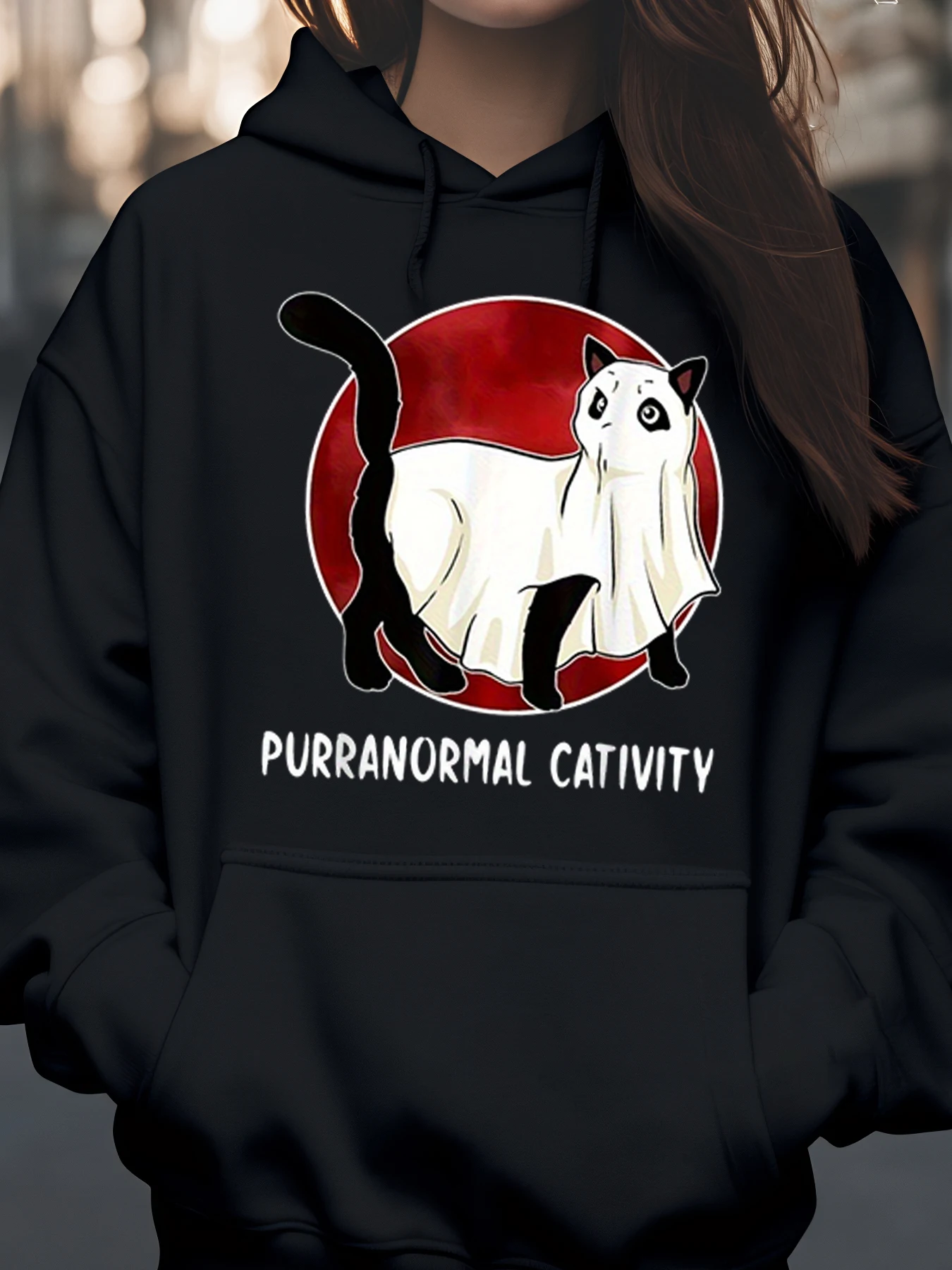 Толстовка с капюшоном Cat Ghost Paranormal Cativity на Хэллоуин, повседневная одежда для женщин и девочек
Толстовка с капюшоном Cat Ghost Paranormal Cativity на Хэллоуин, повседневная одежда для женщин и девочек