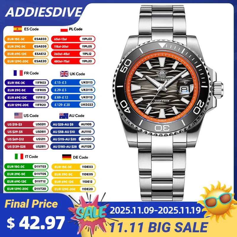 ADDIESDIVE 2025 New Men's Watch 41mm Quartz Watches Stainless Steel Bubble Mirror Glass Luminous Waterproof WristWatch AD2514
ADDIESDIVE 2025 New Men's Watch 41mm Quartz Watches Stainless Steel Bubble Mirror Glass Luminous Waterproof WristWatch AD2514