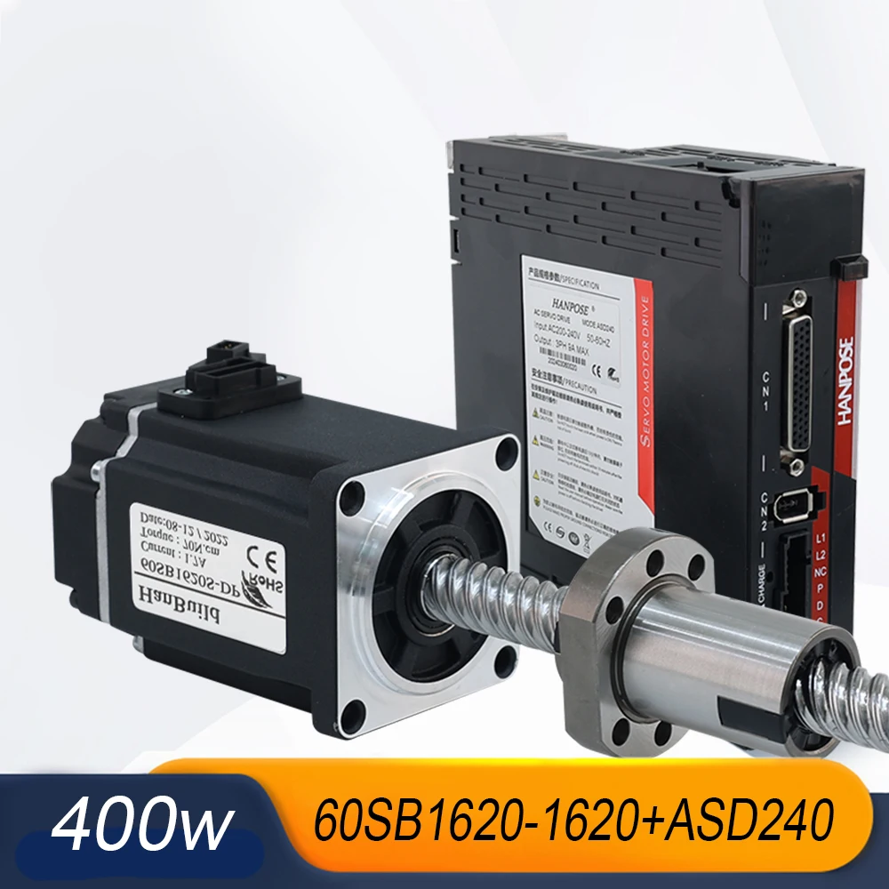 Servo motor ball screw drive kit 60SB40-1620-250 2.5A 1.3N. m ASD240 AC200-240V+3M woodworking cable AC servo motor 400W
Servo motor ball screw drive kit 60SB40-1620-250 2.5A 1.3N. m ASD240 AC200-240V+3M woodworking cable AC servo motor 400W