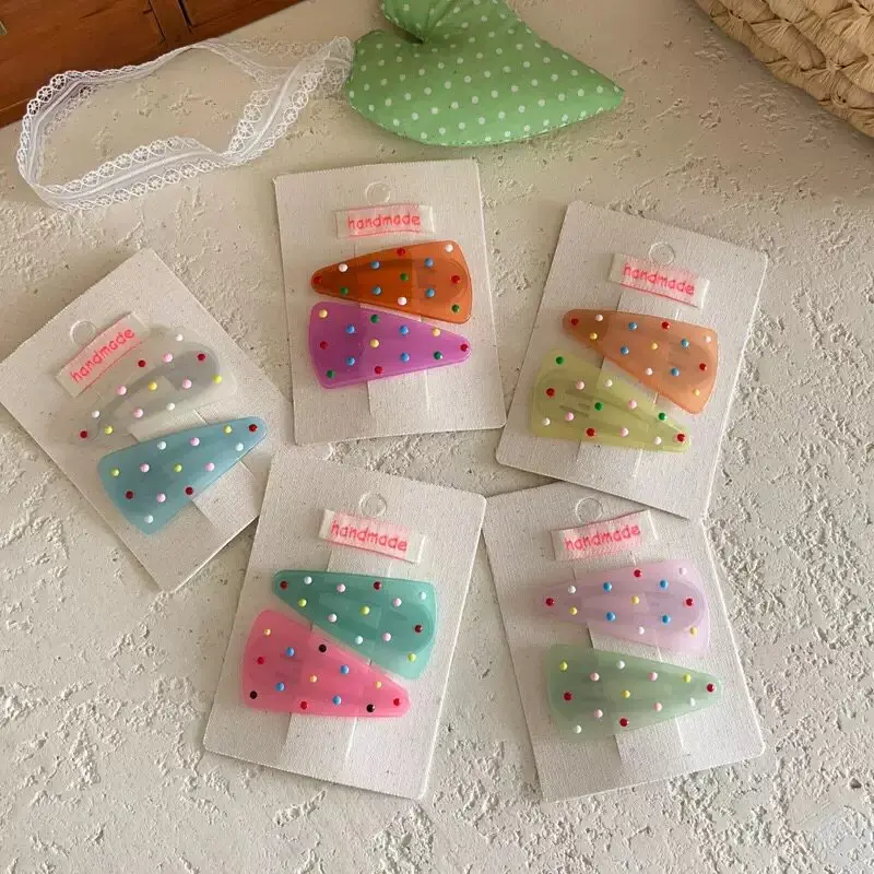 2 Pieces Colorful Jelly Polka Dot Triangle BB Hair Clips for Kids Bangs Flyaway Side Clips Cute Lightweight Portable Daily Use
2 Pieces Colorful Jelly Polka Dot Triangle BB Hair Clips for Kids Bangs Flyaway Side Clips Cute Lightweight Portable Daily Use
