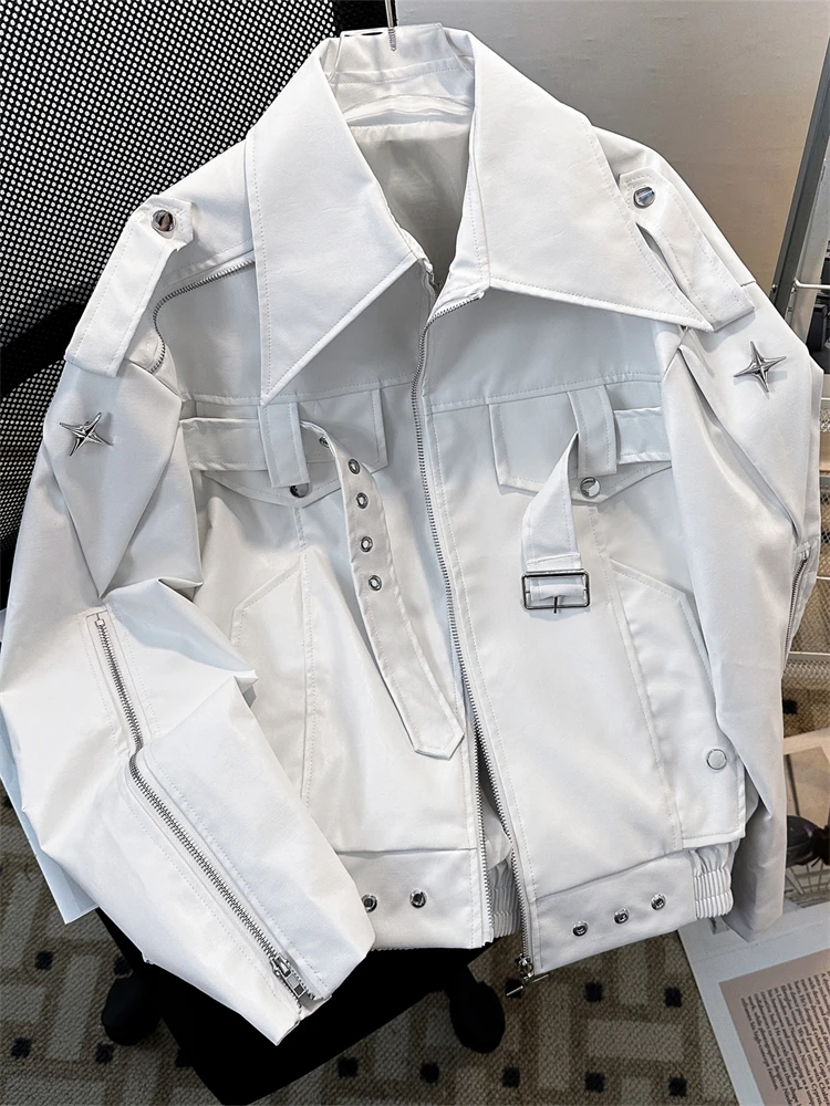 American Retro High Street White Leather Jacket Men's Spring Autumn Trendy Brand Short Motorcycle Jacket Youthful Energy Style
American Retro High Street White Leather Jacket Men's Spring Autumn Trendy Brand Short Motorcycle Jacket Youthful Energy Style