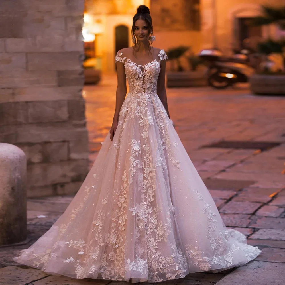 Sexy A Line Bridal Gown Backless Cap Sleeve Lace Appliques Wedding Dress Custom Made High Quality Women Clothing
Sexy A Line Bridal Gown Backless Cap Sleeve Lace Appliques Wedding Dress Custom Made High Quality Women Clothing
