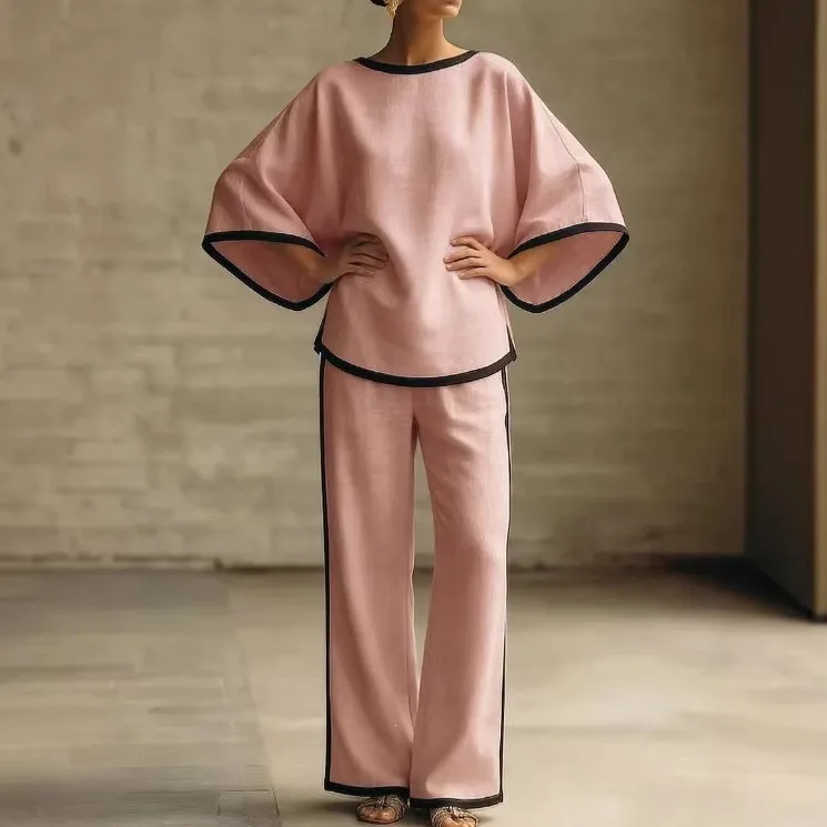 Casual Womens Matching Sets T Shirt 3/4 Sleeve Round Neck Tee Two Piece Set Wide Leg Pants Top Elastic Waist T-Shirt Pink Set
Casual Womens Matching Sets T Shirt 3/4 Sleeve Round Neck Tee Two Piece Set Wide Leg Pants Top Elastic Waist T-Shirt Pink Set