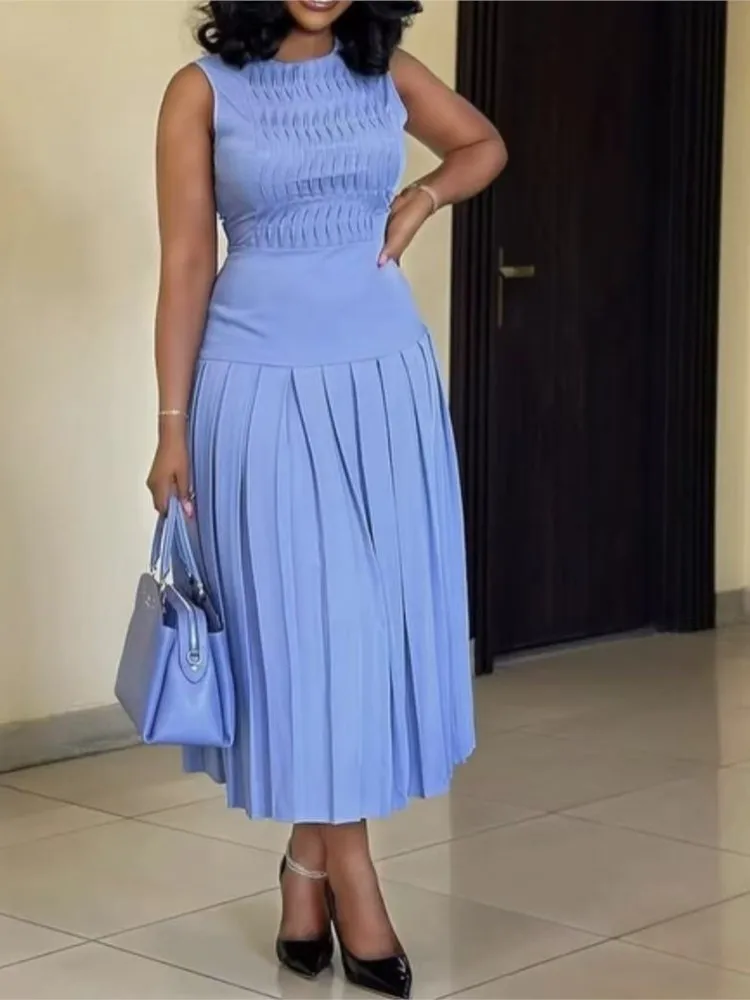 Women's Elegant Party Long Dress Summer Fashion Solid Color Sleeveless Slimming High Waist Pleated A-line Dress Ropa Para Mujer
Women's Elegant Party Long Dress Summer Fashion Solid Color Sleeveless Slimming High Waist Pleated A-line Dress Ropa Para Mujer