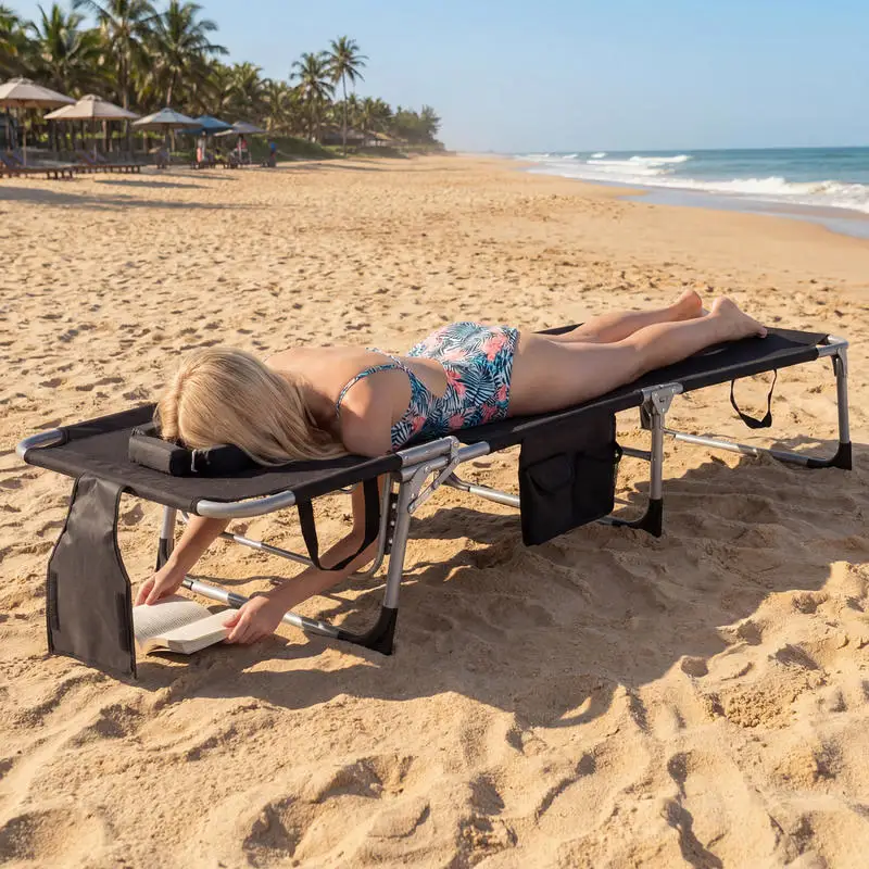 Tanning Chair with Face Arm Holes Folding Chair-Black
Tanning Chair with Face Arm Holes Folding Chair-Black
