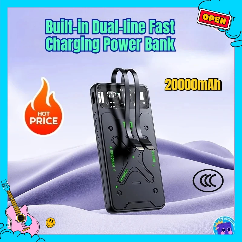 20000mAh Built-in Dual-line Fast Charging Power Bank Mobile Power Supply
20000mAh Built-in Dual-line Fast Charging Power Bank Mobile Power Supply
