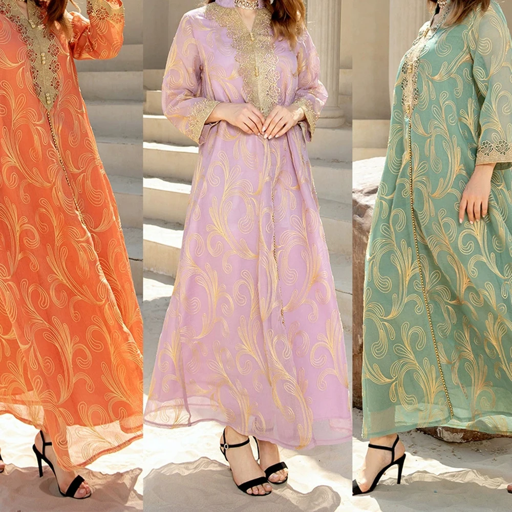 Muslim 2025 new spring and summer foreign trade women's clothing Arabic long-sleeved Middle Eastern swing dress-GZXX556 
Muslim 2025 new spring and summer foreign trade women's clothing Arabic long-sleeved Middle Eastern swing dress-GZXX556