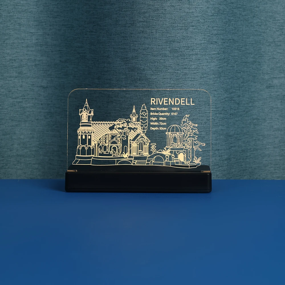 LED Light Acrylic Display Plate Nameplate For 10316 Movie Lorded of Rings Rivendell Castle Model not Inlclude the Block Model
LED Light Acrylic Display Plate Nameplate For 10316 Movie Lorded of Rings Rivendell Castle Model not Inlclude the Block Model