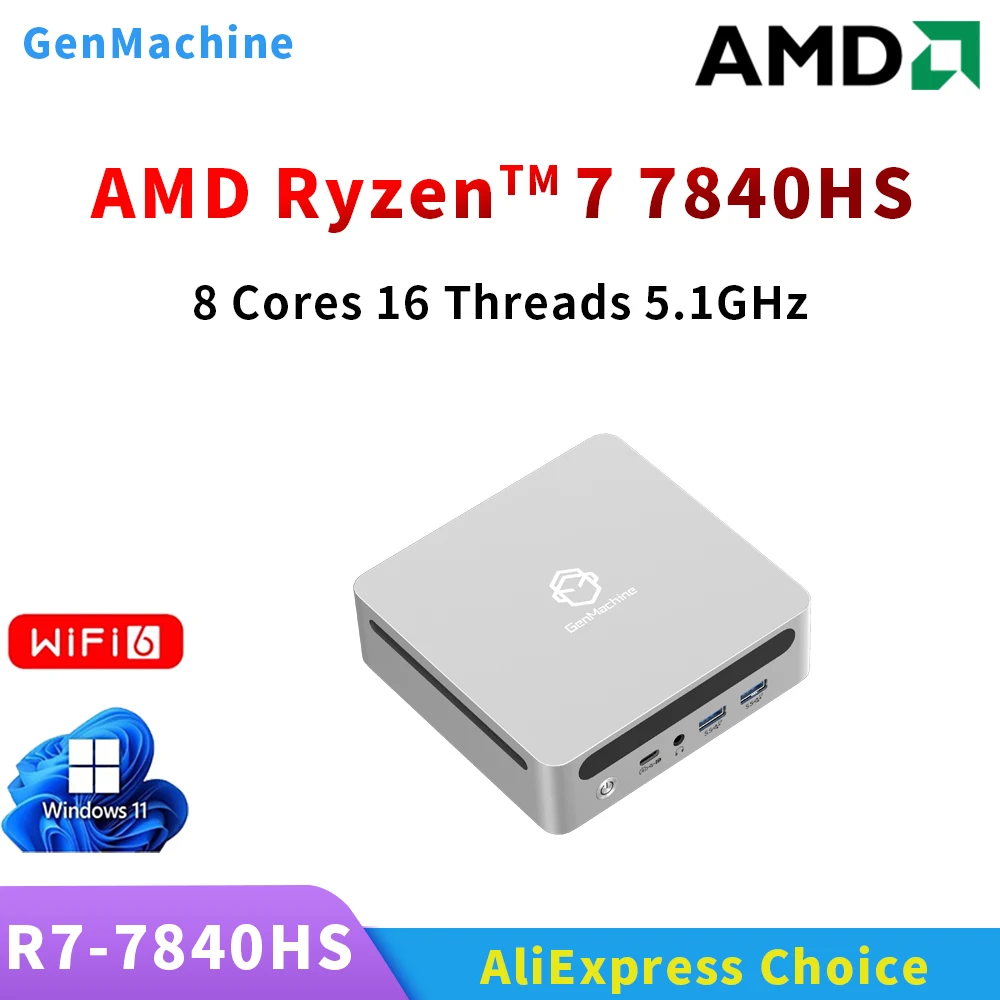 Genmachin AMD 7840HS MINI PC Windows 11 Ryzen LPDDR5 32GB 6400Mhz RAM WIFI6 BT5.2 Pc Game Diy Gaming Computer Ordenador
Genmachin AMD 7840HS MINI PC Windows 11 Ryzen LPDDR5 32GB 6400Mhz RAM WIFI6 BT5.2 Pc Game Diy Gaming Computer Ordenador