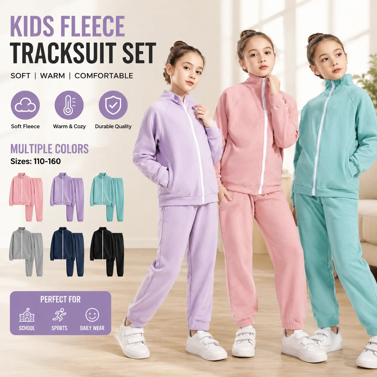Kids Fleece Dance Set - Long Sleeve Chinese Dance Ballet Dance Practice Uniform, Winter 2-Piece Leotard & Skirt(Age 4-12)
Kids Fleece Dance Set - Long Sleeve Chinese Dance Ballet Dance Practice Uniform, Winter 2-Piece Leotard & Skirt(Age 4-12)