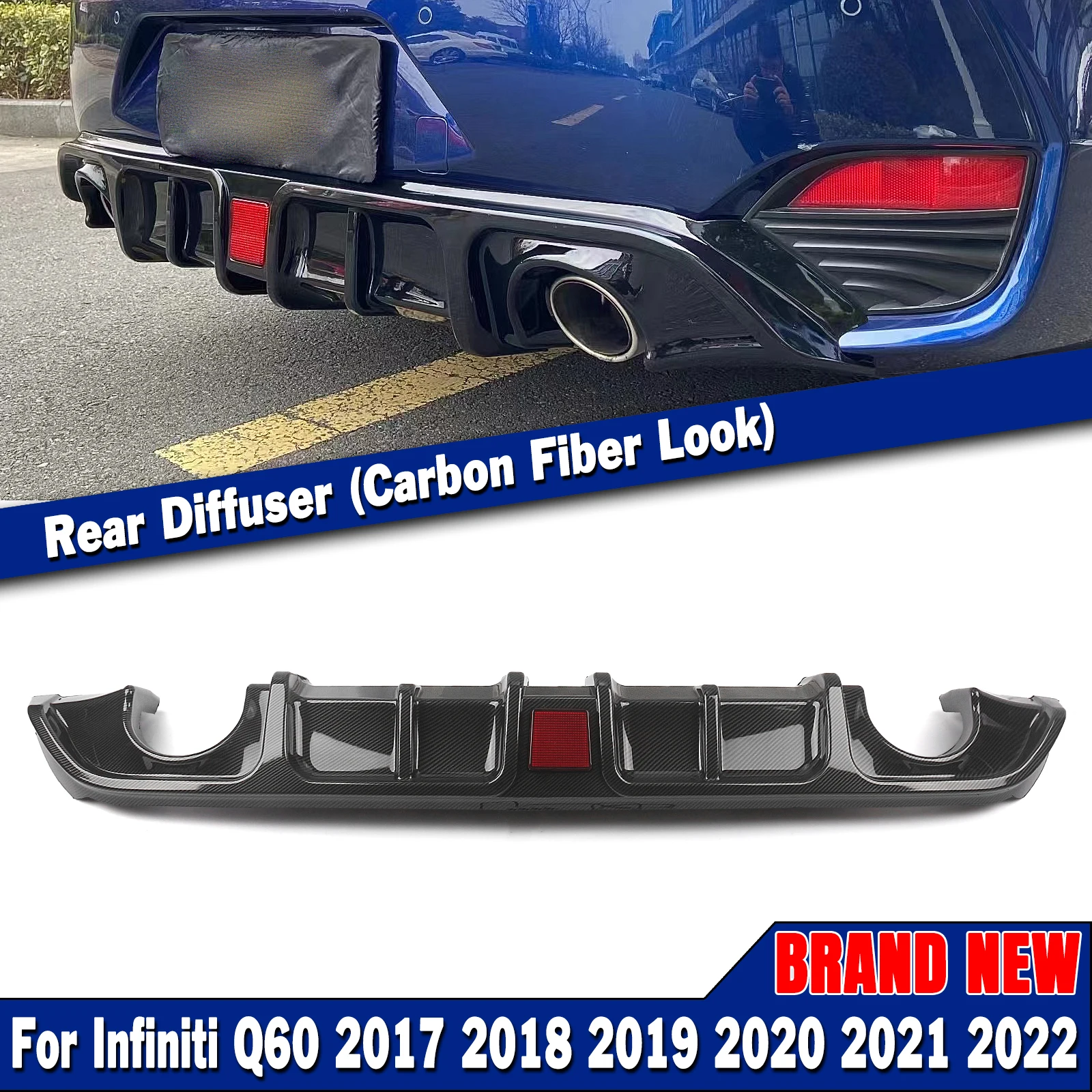 Car Rear Bumper Diffuser Lip Splitter Spoiler Plate Board Boot w/ LED Lamp For Infiniti Q60 2017-2022
Car Rear Bumper Diffuser Lip Splitter Spoiler Plate Board Boot w/ LED Lamp For Infiniti Q60 2017-2022
