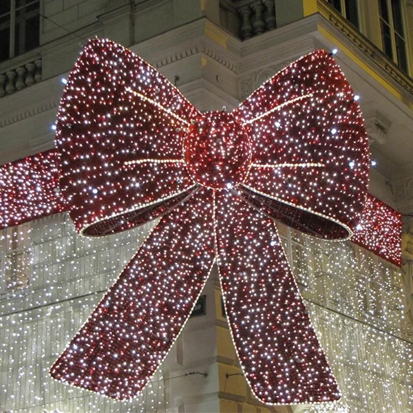 Уличное праздничное освещение, украшение, гигантский светодиодный рождественский бант для украшения стен магазина/магазина
Уличное праздничное освещение, украшение, гигантский светодиодный рождественский бант для украшения стен магазина/магазина