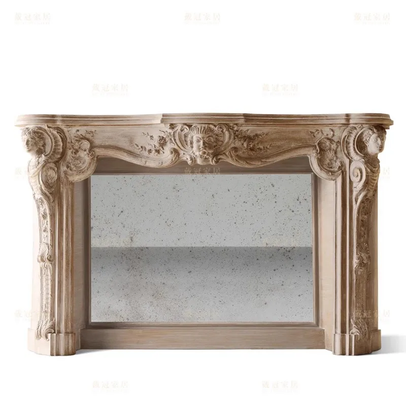 Y American birch wood fireplace 2025 new style French retro antique solid wood background wall decoration foyer cabinet
Y American birch wood fireplace 2025 new style French retro antique solid wood background wall decoration foyer cabinet