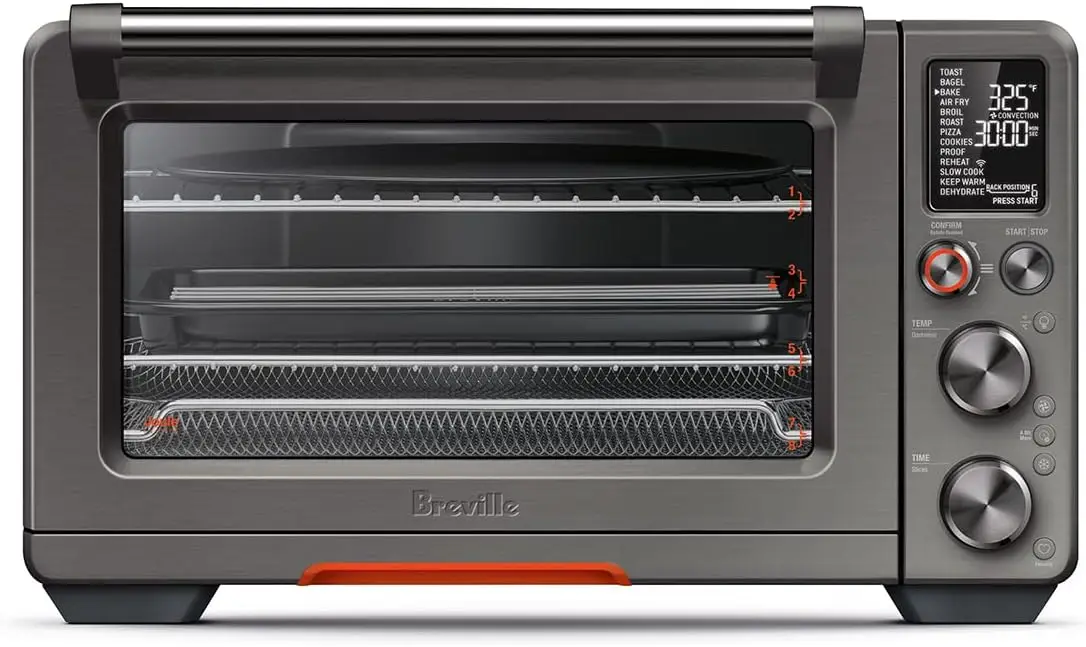 Fryer Pro, Умная духовка, Маленькая электрическая духовка на столешнице, Комбинированная духовка-тостер для фритюрницы, BOV950BST, Черная нержавеющая сталь
Fryer Pro, Умная духовка, Маленькая электрическая духовка на столешнице, Комбинированная духовка-тостер для фритюрницы, BOV950BST, Черная нержавеющая сталь