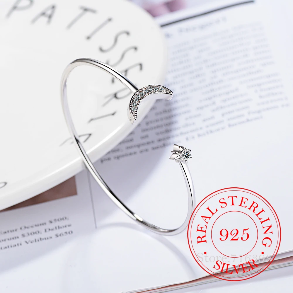 925 Sterling Silver Adjustable Star Moon Cuff Bangle Bracelet For Women Original Moissanite Bracelets Opening Wrist Jewelry
925 Sterling Silver Adjustable Star Moon Cuff Bangle Bracelet For Women Original Moissanite Bracelets Opening Wrist Jewelry
