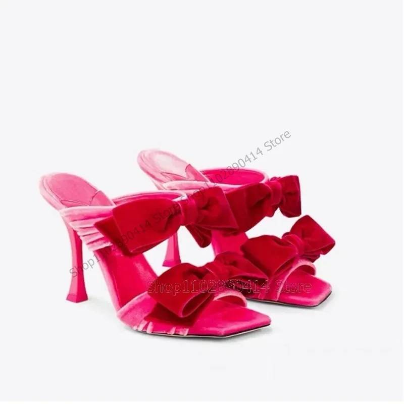 Rose Red Corduroy Bow Knot Decor Open Toe Slippers Slip On Women Shoes Thin High Heel Fashionable Party 2023 Zapatos Para Mujere
Rose Red Corduroy Bow Knot Decor Open Toe Slippers Slip On Women Shoes Thin High Heel Fashionable Party 2023 Zapatos Para Mujere