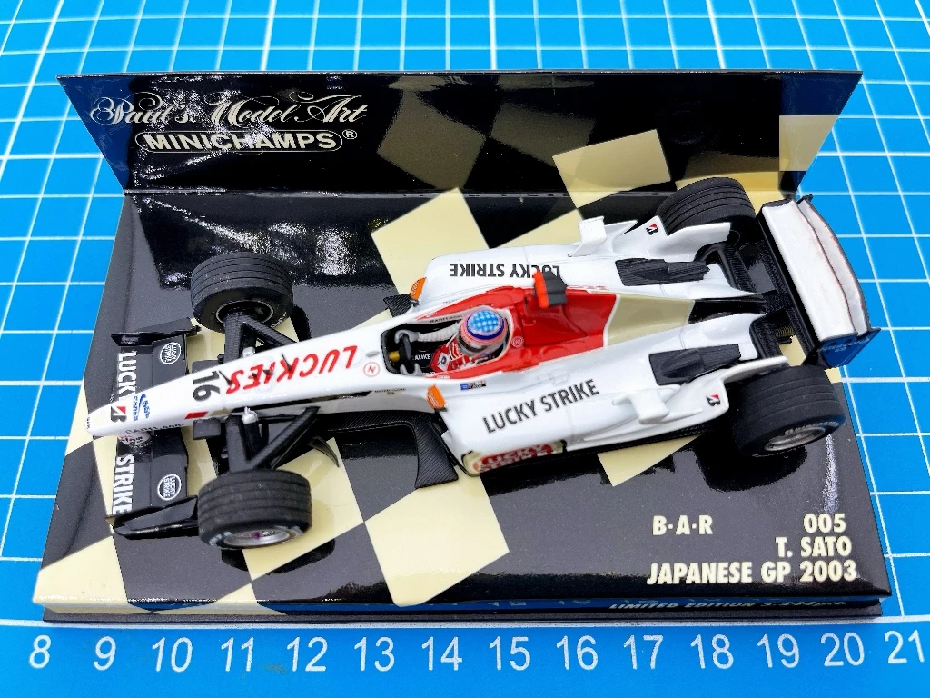 Minichamps 1:43 F1 2003 005 T.Sato Япония моделирование ограниченная серия смола металл статическая модель автомобиля игрушка в подарок
Minichamps 1:43 F1 2003 005 T.Sato Япония моделирование ограниченная серия смола металл статическая модель автомобиля игрушка в подарок