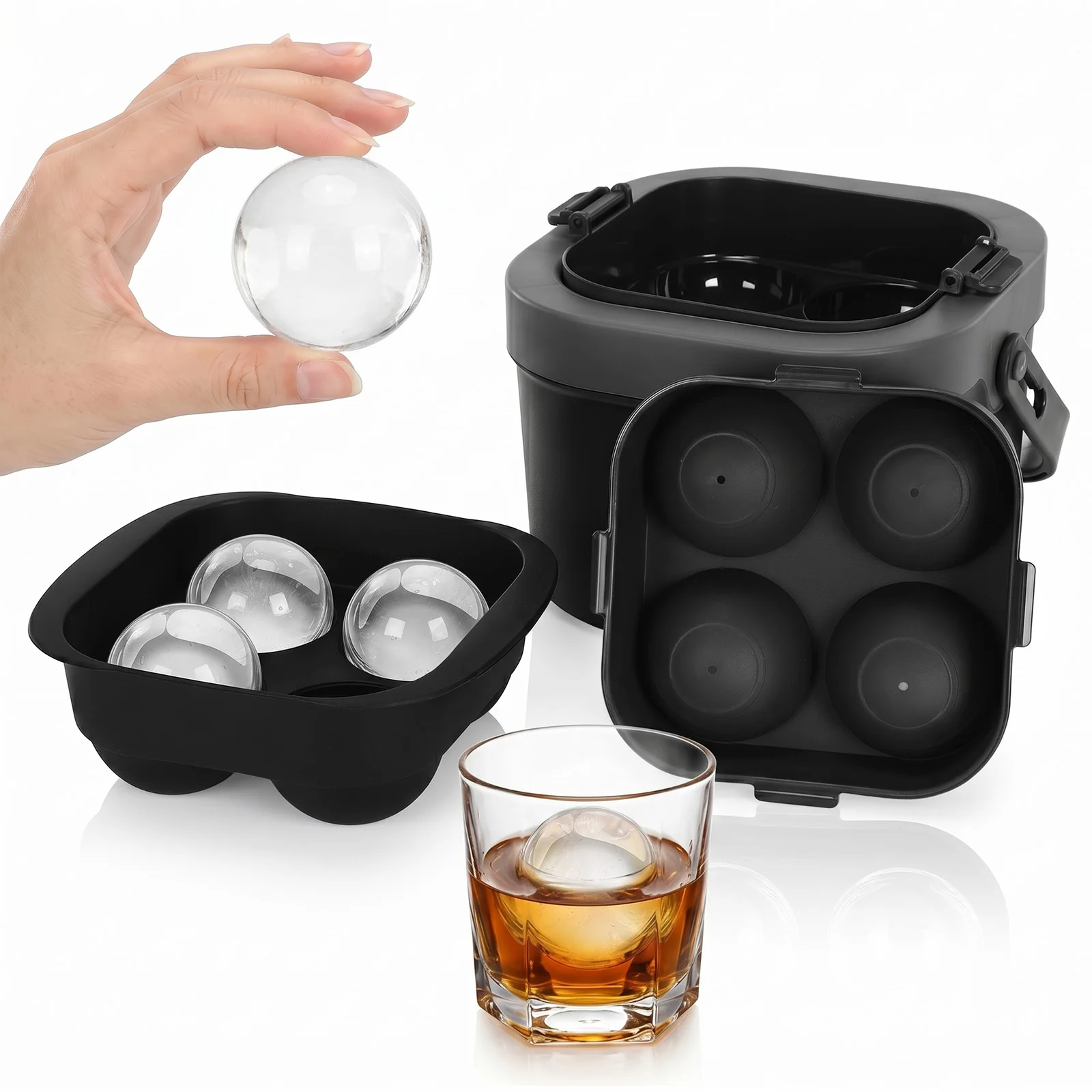 4 Large 2.36Inch Clear Ice Ball Maker with Lid Crystal Clear Ice Ball Maker Molds for Cocktails Brandy Bourbon and Gifts
4 Large 2.36Inch Clear Ice Ball Maker with Lid Crystal Clear Ice Ball Maker Molds for Cocktails Brandy Bourbon and Gifts
