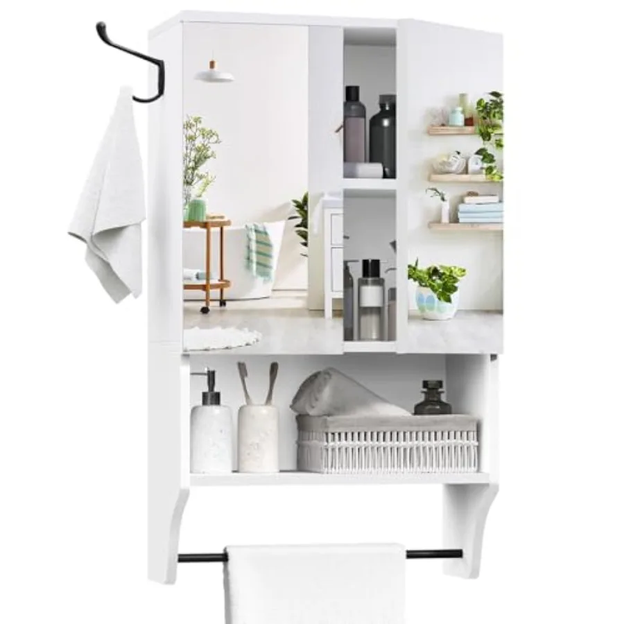 Bathroom Wall Cabinet with Mirror Medicine Cabinet with 2 Door and Adjustable Shelf Wall Mounted Over The Toilet Storage Cabine
Bathroom Wall Cabinet with Mirror Medicine Cabinet with 2 Door and Adjustable Shelf Wall Mounted Over The Toilet Storage Cabine