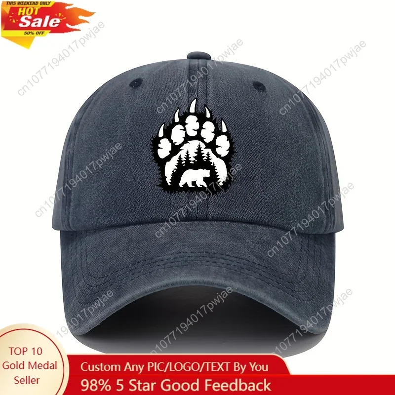 Bear Paw Print Baseball Cap - Lightweight Adjustable Unisex Sun Hat with Stretch Fit, Black & White Graphic Design for All-Seaso
Bear Paw Print Baseball Cap - Lightweight Adjustable Unisex Sun Hat with Stretch Fit, Black & White Graphic Design for All-Seaso