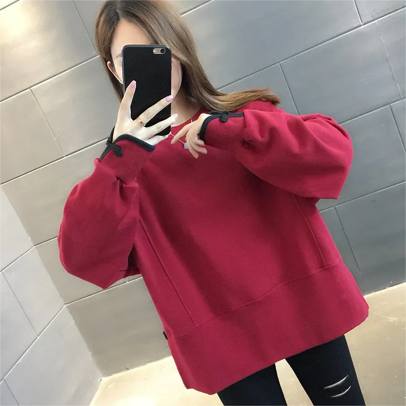 2024 new chinese style round neck sweatshirt for women autumn and winter loose long sleeve plus thick top
2024 new chinese style round neck sweatshirt for women autumn and winter loose long sleeve plus thick top