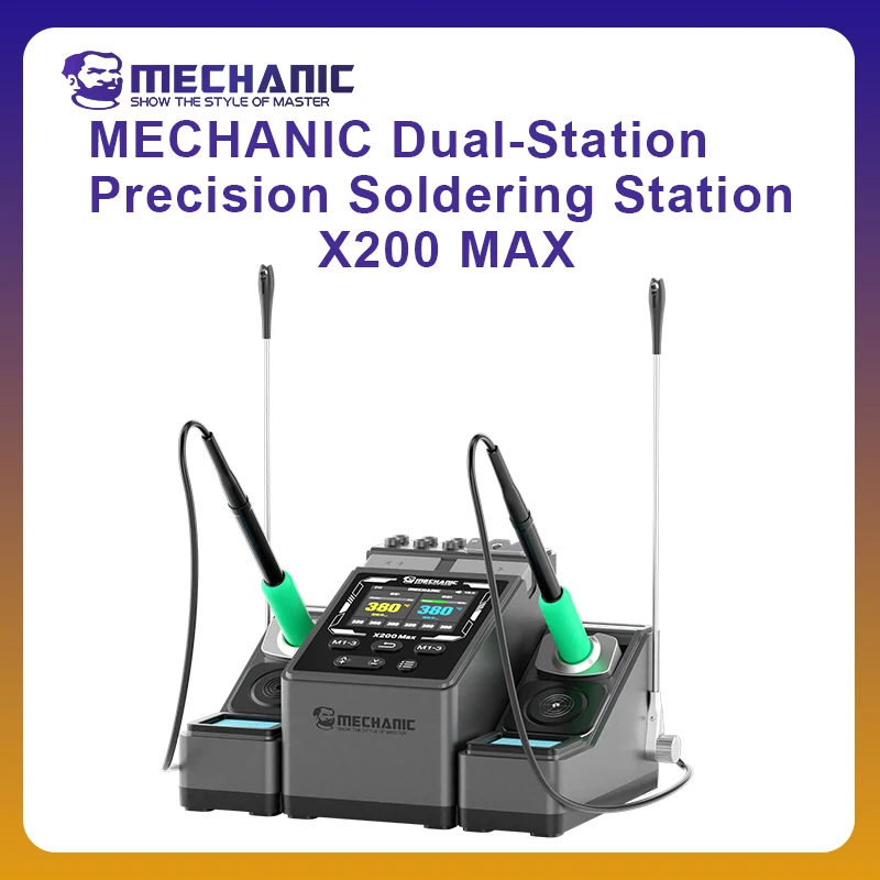 MECHANIC OFFICIAL Dual-Station Precision Soldering Station X200 MAX Supports 210/245/115 Welding Nozzles For Mobile/Phone Repair
MECHANIC OFFICIAL Dual-Station Precision Soldering Station X200 MAX Supports 210/245/115 Welding Nozzles For Mobile/Phone Repair
