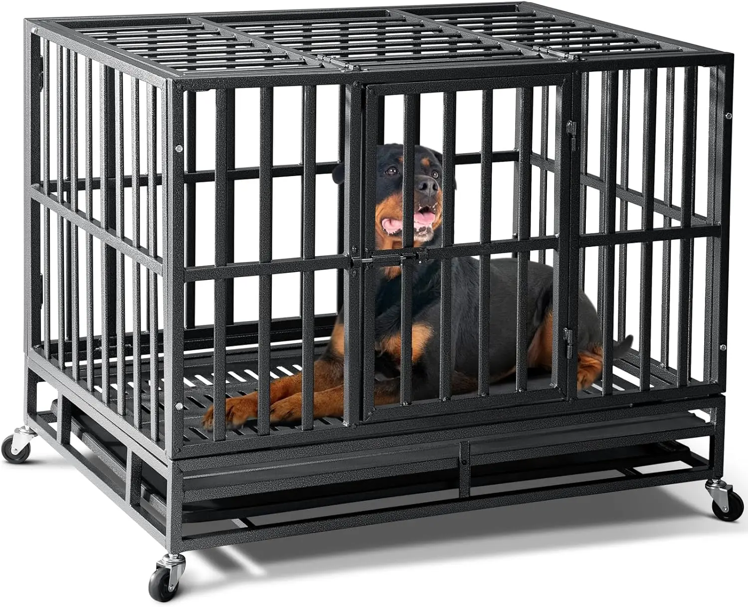 38-Inch Heavy Duty Indestructible Dog Crate, Reinforced Baseplate for Large Dogs, XL Kennel Indoor with Wheels, Max Load 200lbs
38-Inch Heavy Duty Indestructible Dog Crate, Reinforced Baseplate for Large Dogs, XL Kennel Indoor with Wheels, Max Load 200lbs