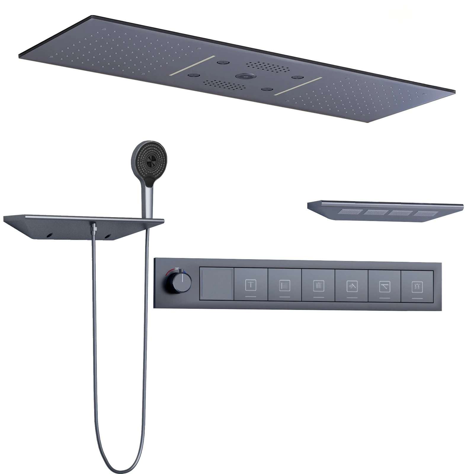 Concealed shower A complete set of light luxury household multi-functional shower toilet Stainless steel shower head
Concealed shower A complete set of light luxury household multi-functional shower toilet Stainless steel shower head