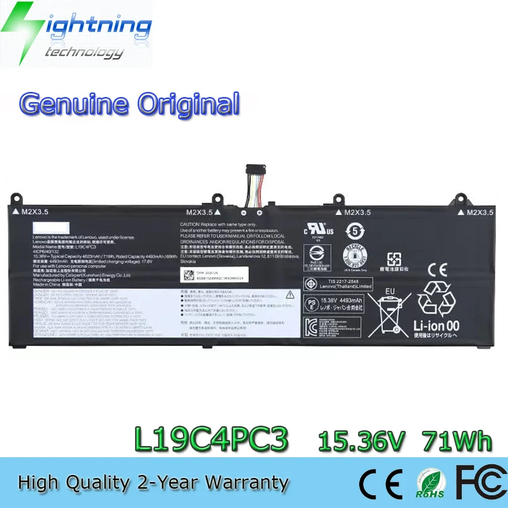 New Genuine Original L19C4PC3 15.36V 71Wh Laptop Battery for Lenovo Legion S7 15IMH6 15IMH5 L19M4PC3 5B10Z49581 41CP4/62/141 etc
New Genuine Original L19C4PC3 15.36V 71Wh Laptop Battery for Lenovo Legion S7 15IMH6 15IMH5 L19M4PC3 5B10Z49581 41CP4/62/141 etc