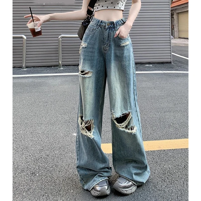 American Retro Hole Jeans Women Streetwear Hip Hop Hollow Out Y2K Trousers High Waist Baggy Casual Bf Harajuku Denim Pants
American Retro Hole Jeans Women Streetwear Hip Hop Hollow Out Y2K Trousers High Waist Baggy Casual Bf Harajuku Denim Pants