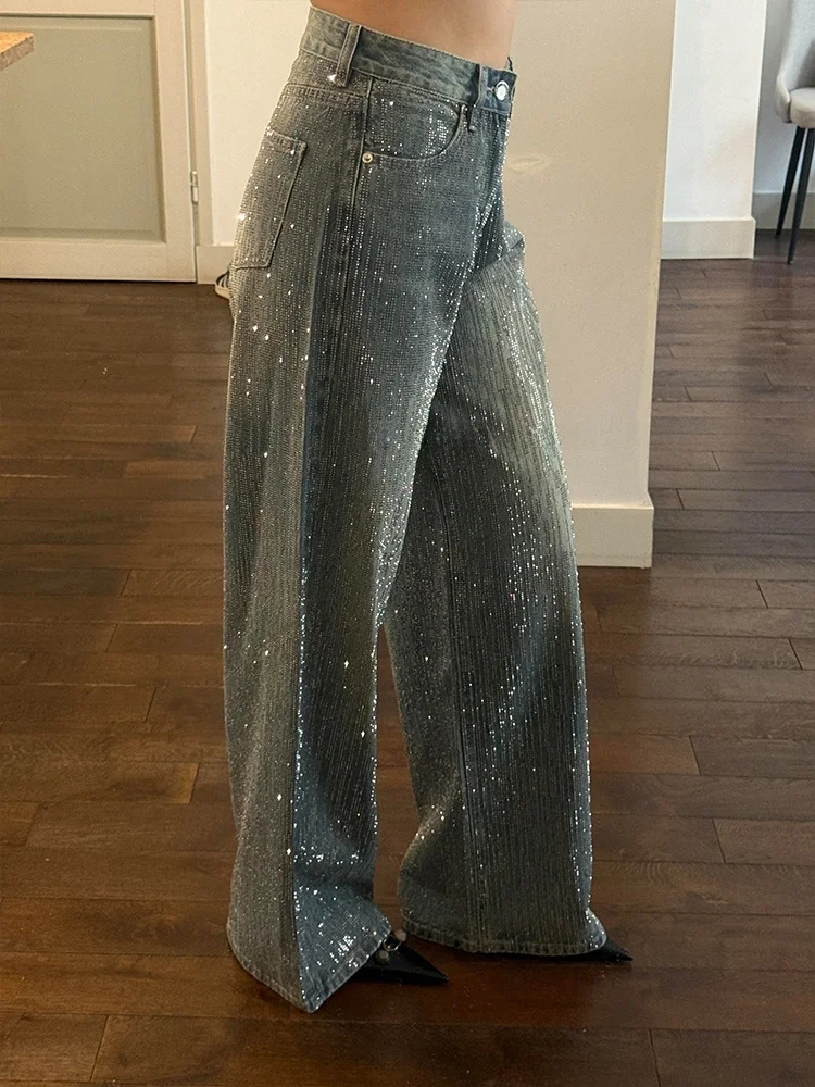 American Style Glowing Cowgirl Design Loose Fit High Waist Denim Jeans Women's Vintage Diamond Splicing Floor-Length Pants
American Style Glowing Cowgirl Design Loose Fit High Waist Denim Jeans Women's Vintage Diamond Splicing Floor-Length Pants