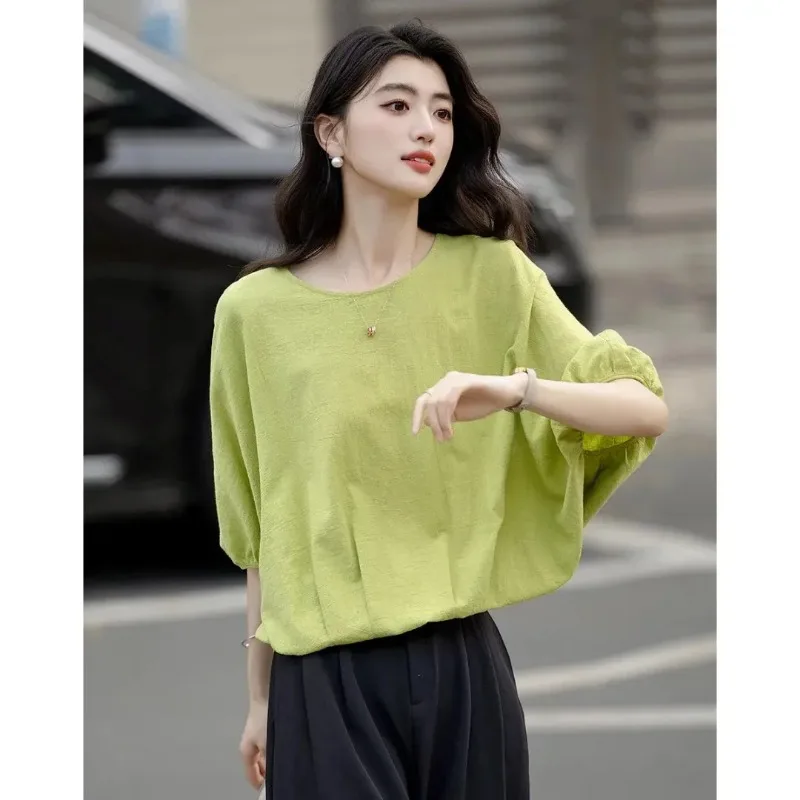 Women's Dopamine Loose Linen Blend Blouse Round Neck 3/4 Sleeve Casual Top
Women's Dopamine Loose Linen Blend Blouse Round Neck 3/4 Sleeve Casual Top
