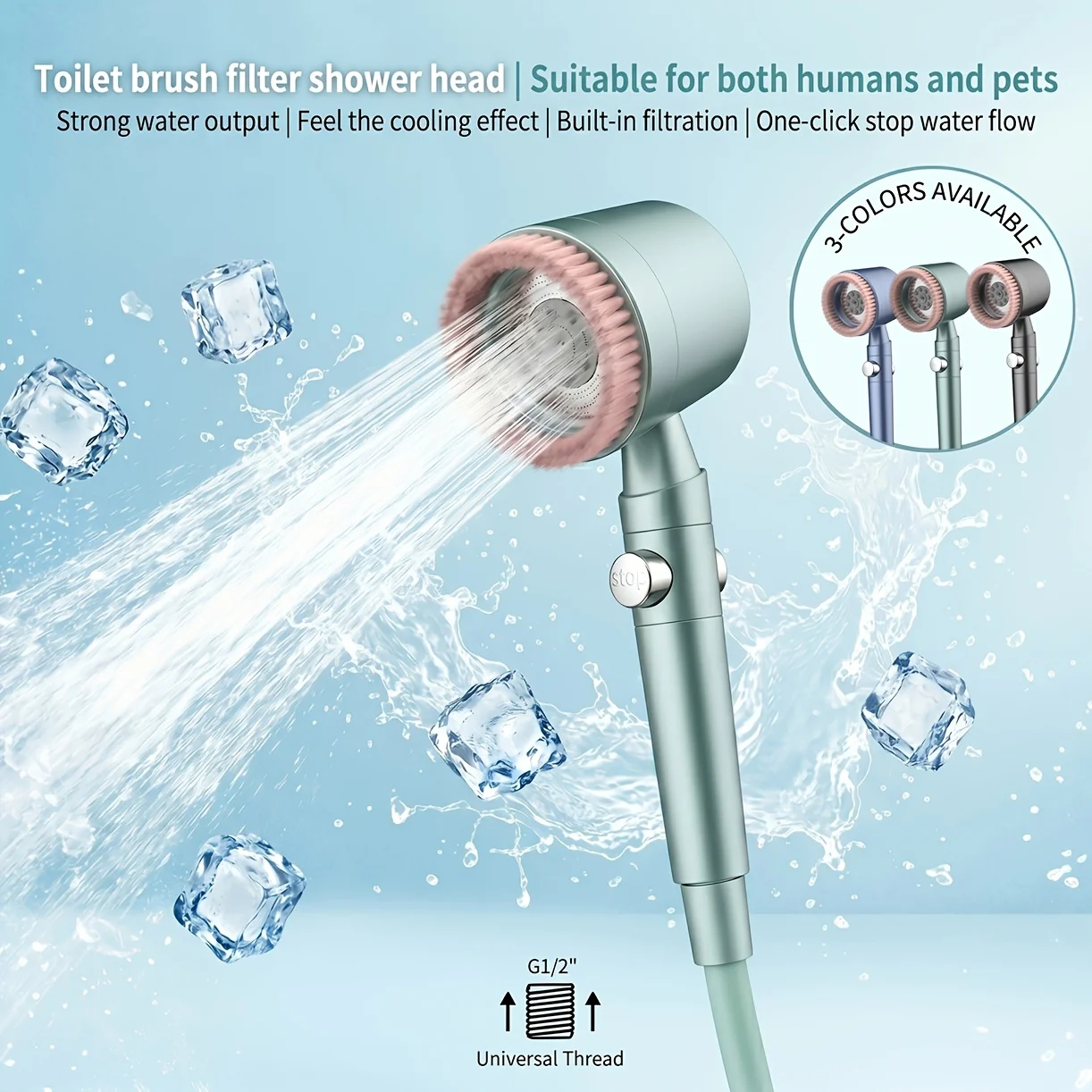 Grey/blue/green handheld shower spray filter shower head, pressure-enhanced shower faucet,5-speed rotating water output mode
Grey/blue/green handheld shower spray filter shower head, pressure-enhanced shower faucet,5-speed rotating water output mode