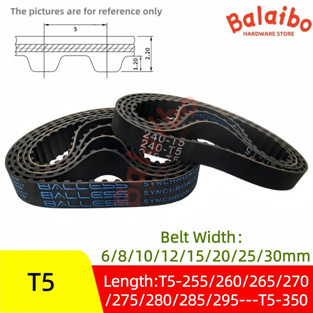 High Torque Rubber T5 Timing Belt Width 6/8/10/12/15/20/25/30mm Length T5-255/260/265/270/275/280/285/295/300/305/310---T5-350
High Torque Rubber T5 Timing Belt Width 6/8/10/12/15/20/25/30mm Length T5-255/260/265/270/275/280/285/295/300/305/310---T5-350