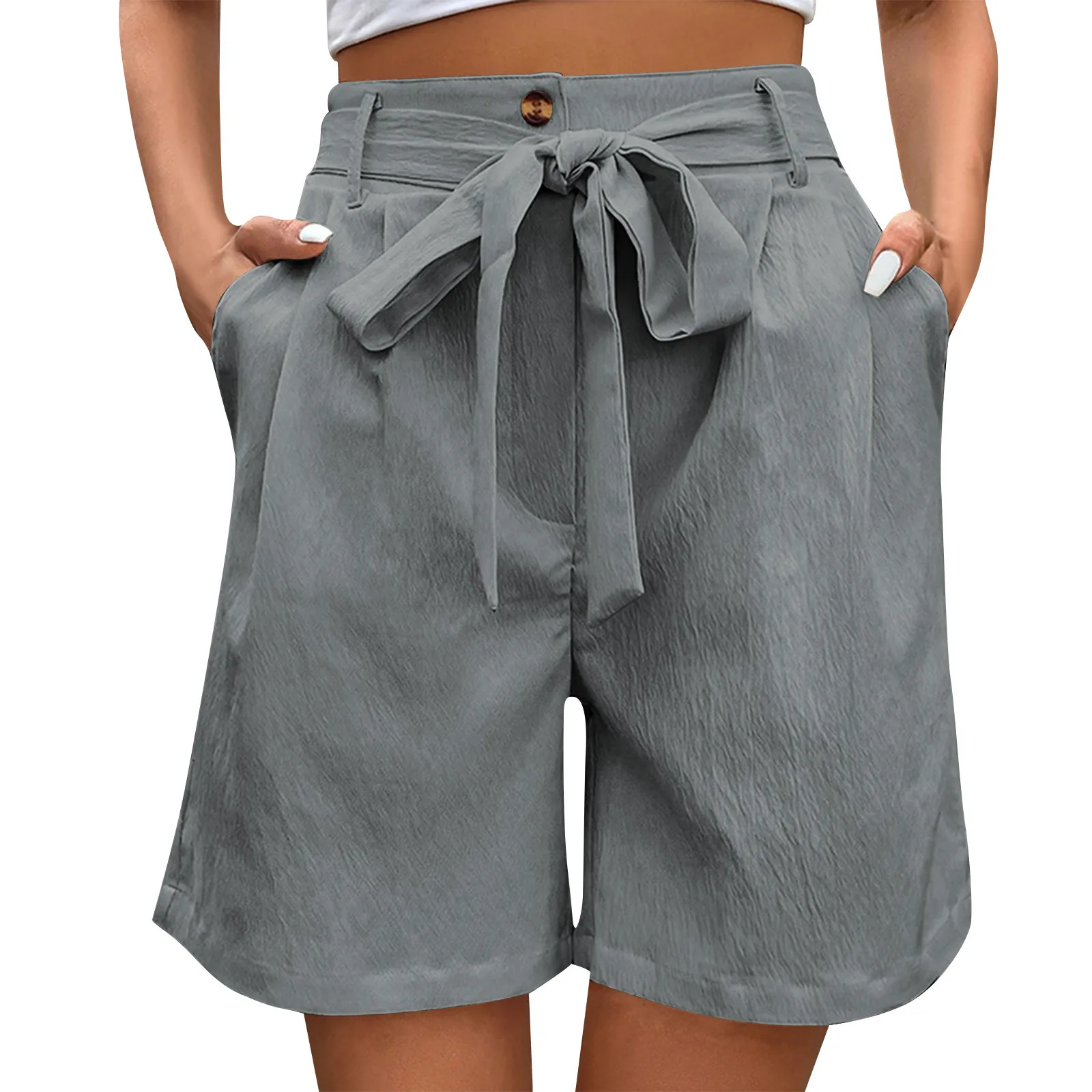 Women's Casual Tie Elastic High Waist Solid Color Five-minute Straight Wide-leg Pocket Shorts Simple Soft Fashion Slimming Pants
Women's Casual Tie Elastic High Waist Solid Color Five-minute Straight Wide-leg Pocket Shorts Simple Soft Fashion Slimming Pants