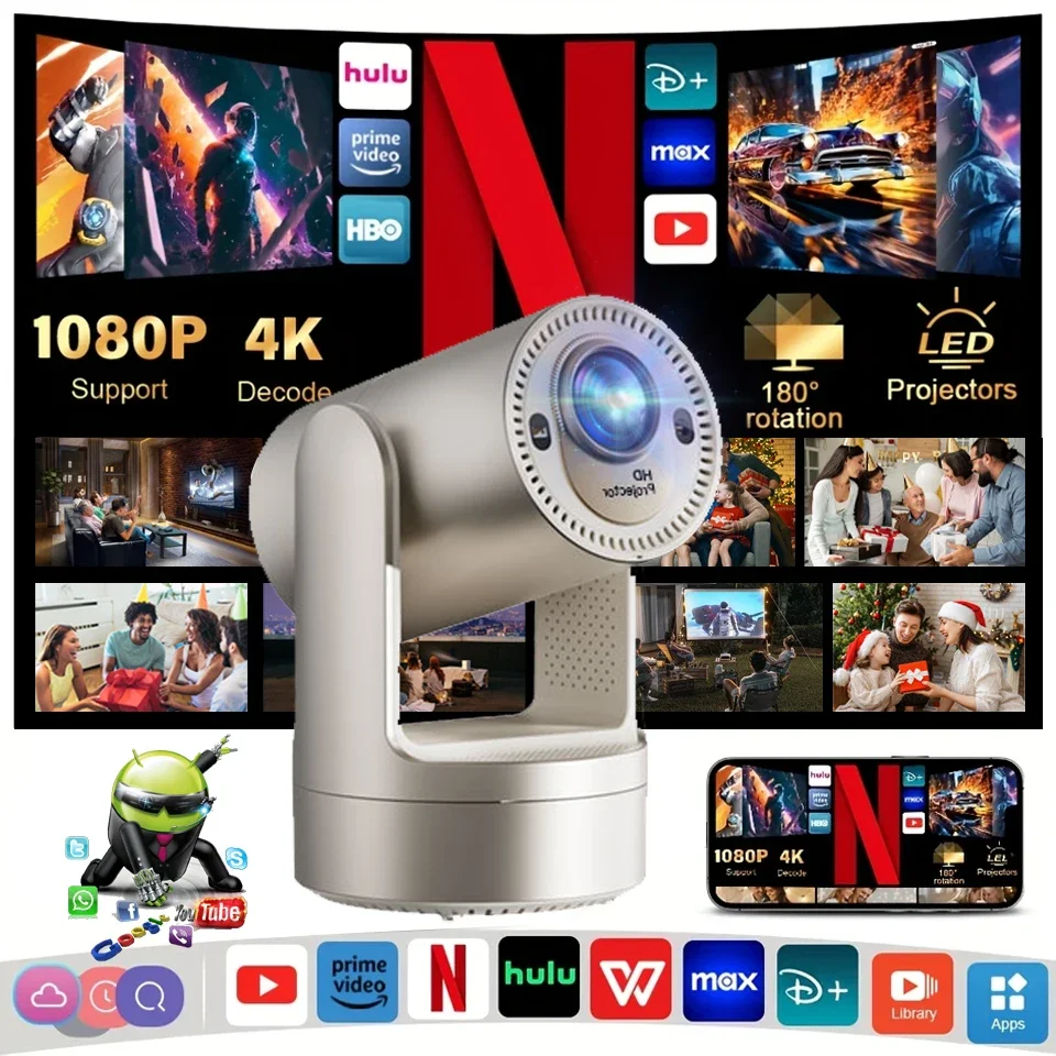 Home Cinema Outdoor Portable 4K Wifi6 Projector Android9 260 ANSI Dual WIFI BT5.0 1280*720P Projector Portable 1000 Lumens 2025
Home Cinema Outdoor Portable 4K Wifi6 Projector Android9 260 ANSI Dual WIFI BT5.0 1280*720P Projector Portable 1000 Lumens 2025