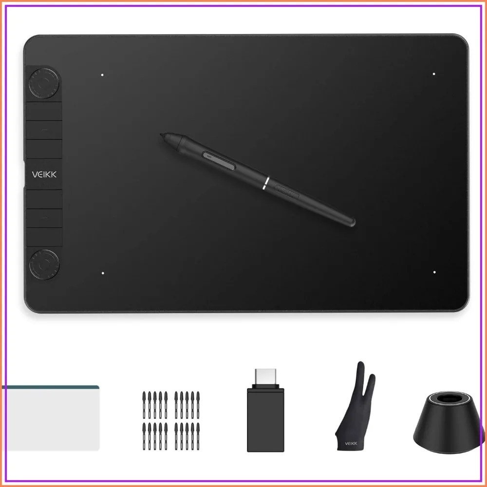 10x6 Inch Drawing Tablet with 16384 Pressure Levels, 2 Quick Dials, 6 Shortcut Keys, Compatible with Wins/Mac/Linux/Android
10x6 Inch Drawing Tablet with 16384 Pressure Levels, 2 Quick Dials, 6 Shortcut Keys, Compatible with Wins/Mac/Linux/Android