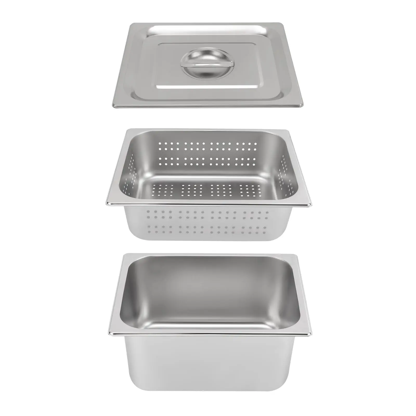 Dynami Set of 3 1/2 Size Hotel Pan with Lid, 4in Deep Anti-Jam Perforated Stainless Steel Steam Table Pan, 6in Deep Steam Table P
Dynami Set of 3 1/2 Size Hotel Pan with Lid, 4in Deep Anti-Jam Perforated Stainless Steel Steam Table Pan, 6in Deep Steam Table P