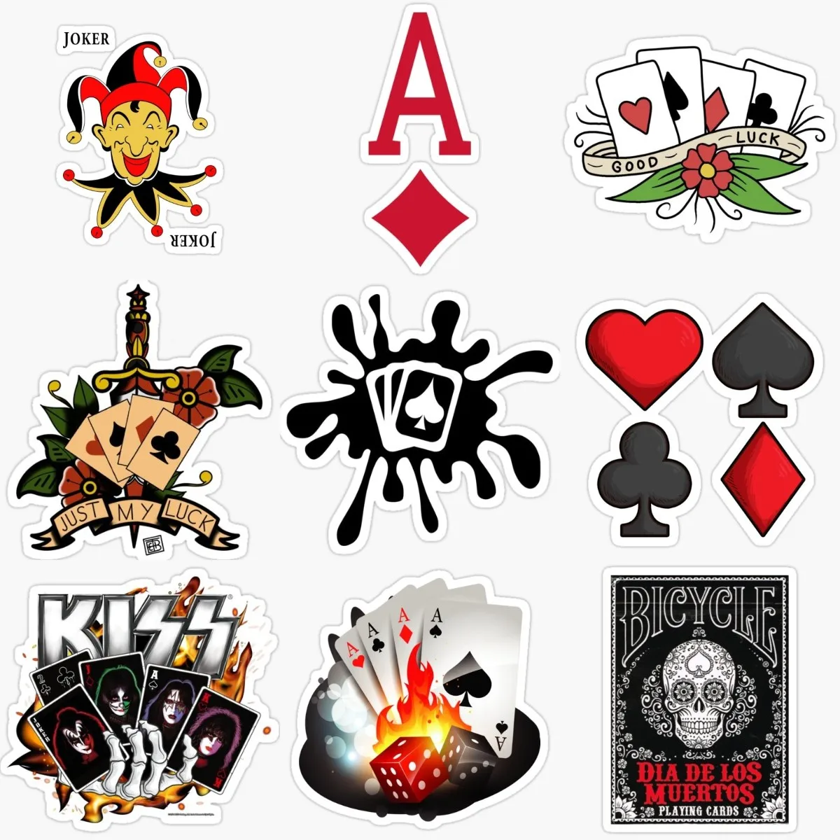 Playing Card Spade Club Heart Diamond Joker PVC Creative Stickers for Decorate Laptop Window Wall Car Truck Van Bicycle Table
Playing Card Spade Club Heart Diamond Joker PVC Creative Stickers for Decorate Laptop Window Wall Car Truck Van Bicycle Table