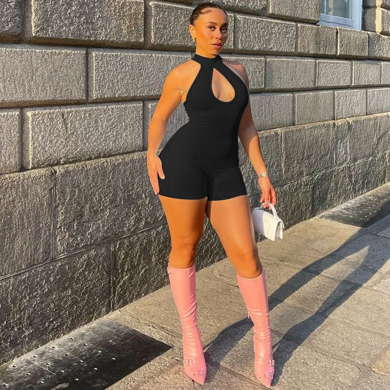 Fashion Women's Clothing Sexy Street Hollow Tight Zipper Hanging Neck Round Neck Sleeveless Sports Jumpsuit Three Minutes Pant
Fashion Women's Clothing Sexy Street Hollow Tight Zipper Hanging Neck Round Neck Sleeveless Sports Jumpsuit Three Minutes Pant