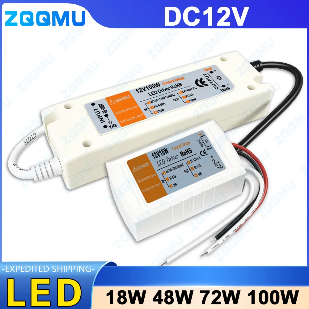 DC12V AC 100-240V to DC12V 18W 28W 48W 72W 100W Светодиодный драйвер высокой мощности Адаптер силового трансформатора 12V Светодиодный драйвер
DC12V AC 100-240V to DC12V 18W 28W 48W 72W 100W Светодиодный драйвер высокой мощности Адаптер силового трансформатора 12V Светодиодный драйвер
