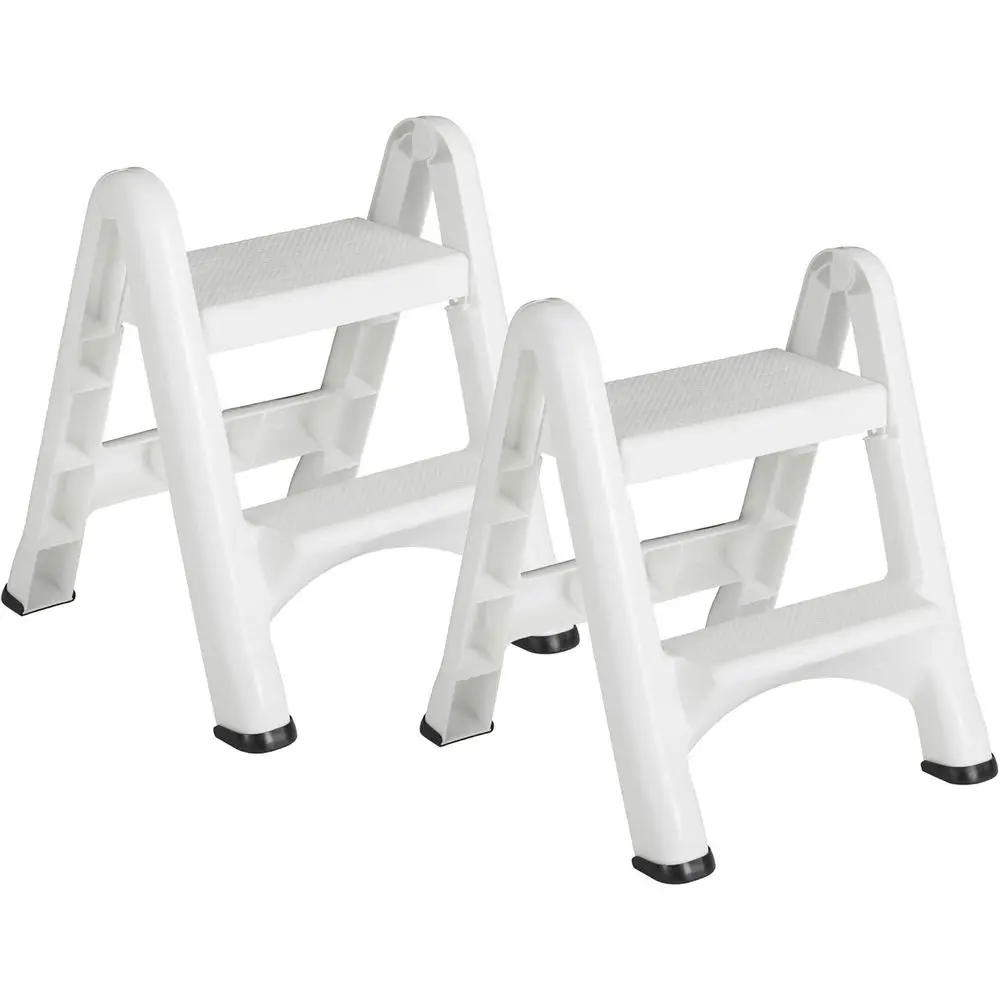 White Two-Step Plastic Ladder Stool with Anti-Slip Pads, 2-Pack
White Two-Step Plastic Ladder Stool with Anti-Slip Pads, 2-Pack