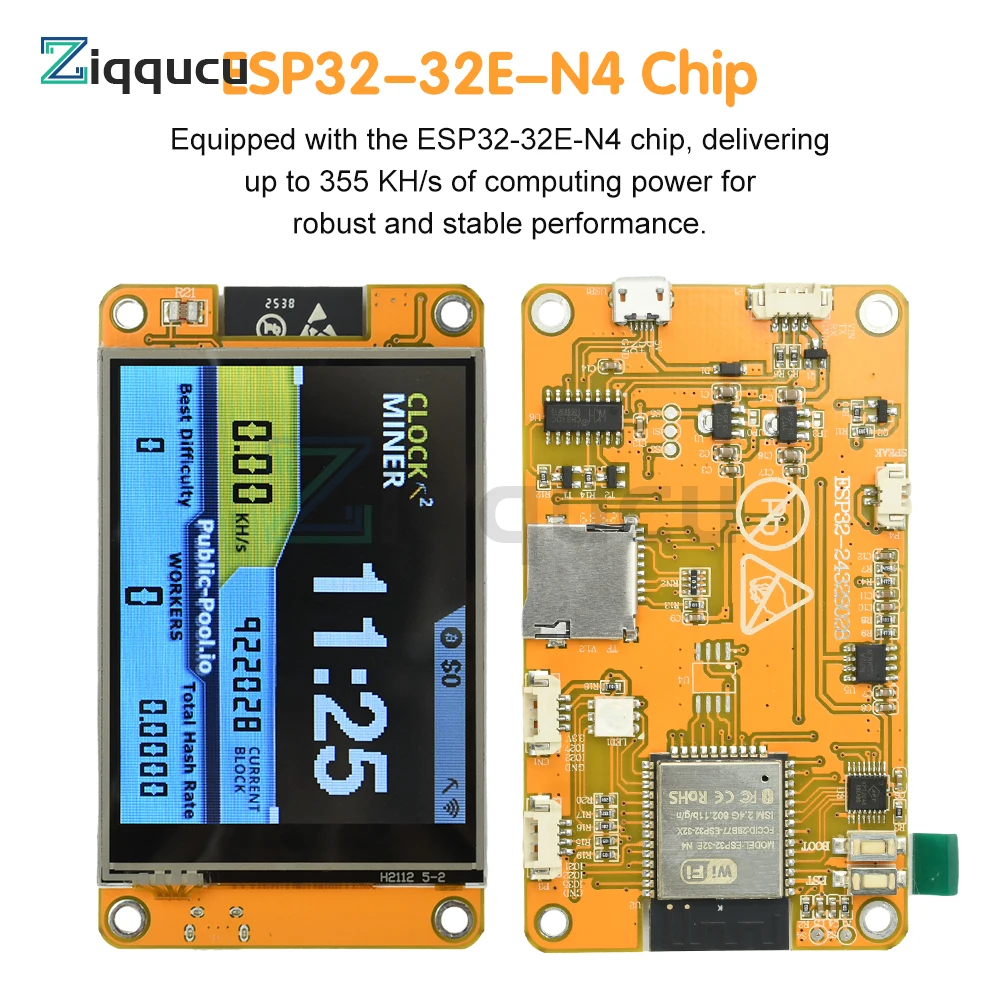 ESP32 2,8-дюймовый OLED-дисплей, макетная плата ESP32-2432S028 Lucky Miner, хешрейт, 355 кГц/с, работа с микро-USB
ESP32 2,8-дюймовый OLED-дисплей, макетная плата ESP32-2432S028 Lucky Miner, хешрейт, 355 кГц/с, работа с микро-USB