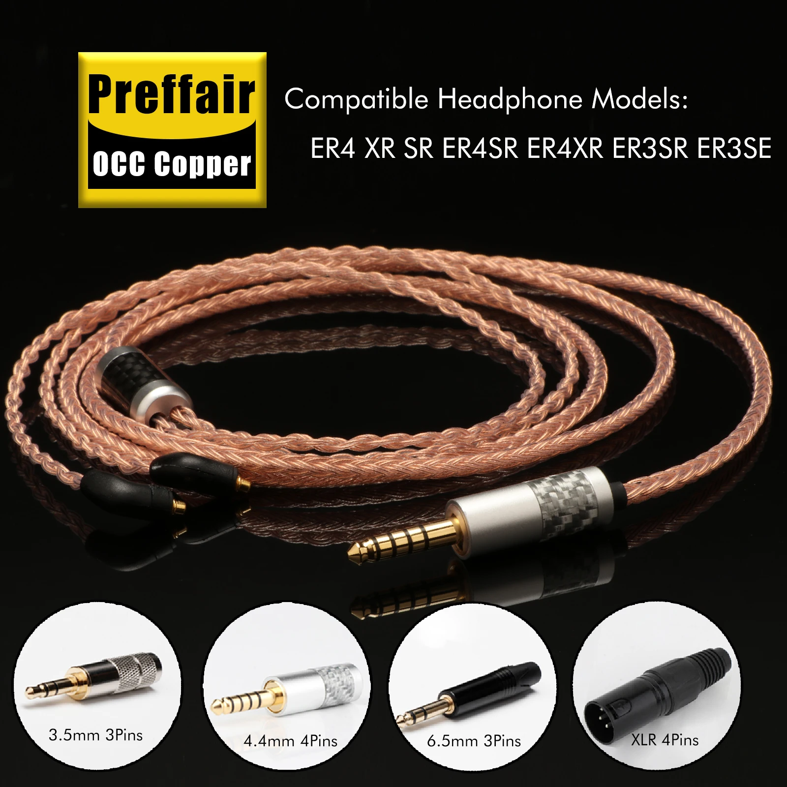 Preffair 16 Strands E546 7N OCC Silver Plated Headphone Upgrade Cable Gold Plated Plug for ER4 XR SR ER4SR ER4XR ER3SR ER3SE
Preffair 16 Strands E546 7N OCC Silver Plated Headphone Upgrade Cable Gold Plated Plug for ER4 XR SR ER4SR ER4XR ER3SR ER3SE