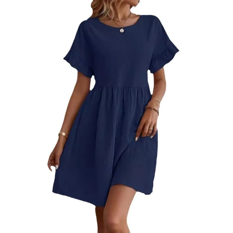 2026 Spring and Summer Temperament Round Neck Loose Cotton and Linen Dress
2026 Spring and Summer Temperament Round Neck Loose Cotton and Linen Dress
