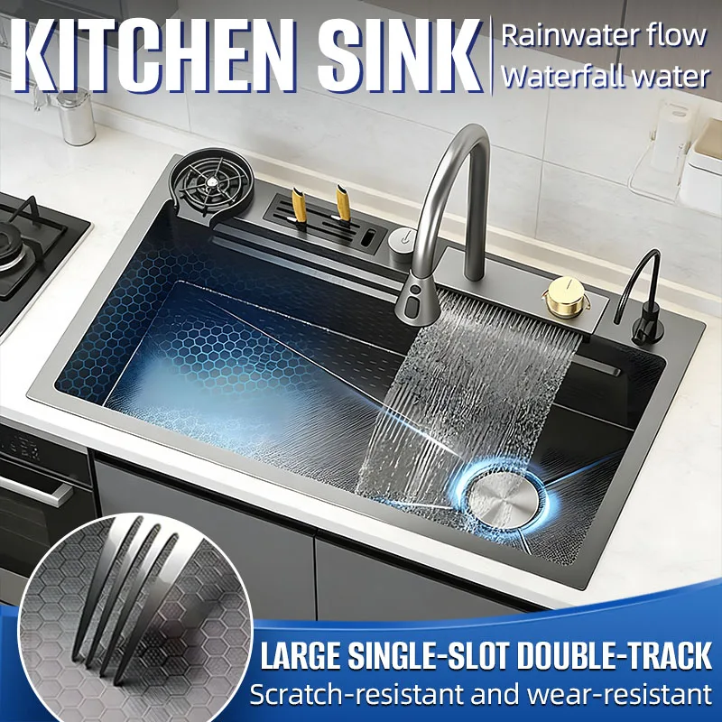 Multifunctional Home Use Double-track Large-capacity Kitchen Sink Knife block Pull-out tap Water purifier faucet Cup washer
Multifunctional Home Use Double-track Large-capacity Kitchen Sink Knife block Pull-out tap Water purifier faucet Cup washer